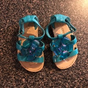 Beautiful Teal Flower Sandals